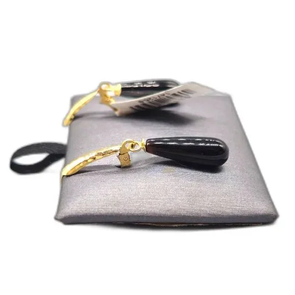 14KT YELLOW GOLD 2.40G ONYX DANGLE EARRING SET (147125-9)